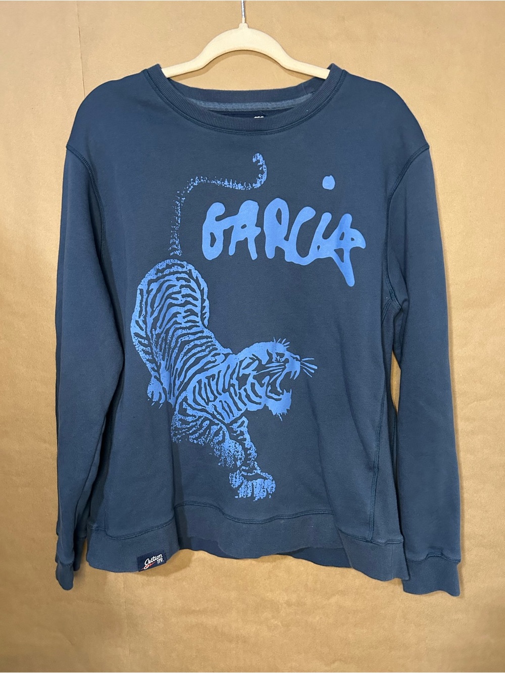 Jerry Garcia Section 119 Tiger Graphic Sweatshirt XL 100% Cotton Blue